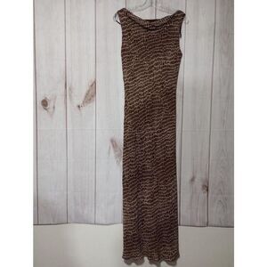 HAROLDS Brown‎ Tan Animal Print Cowl Neck Sleeveless Maxi Dress Size 10